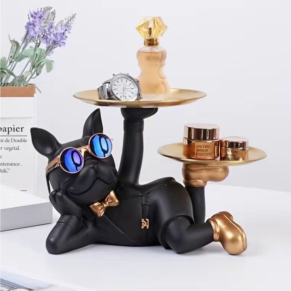 Jewelry - New French Bulldog Statue, Jewelry Storage And Tray